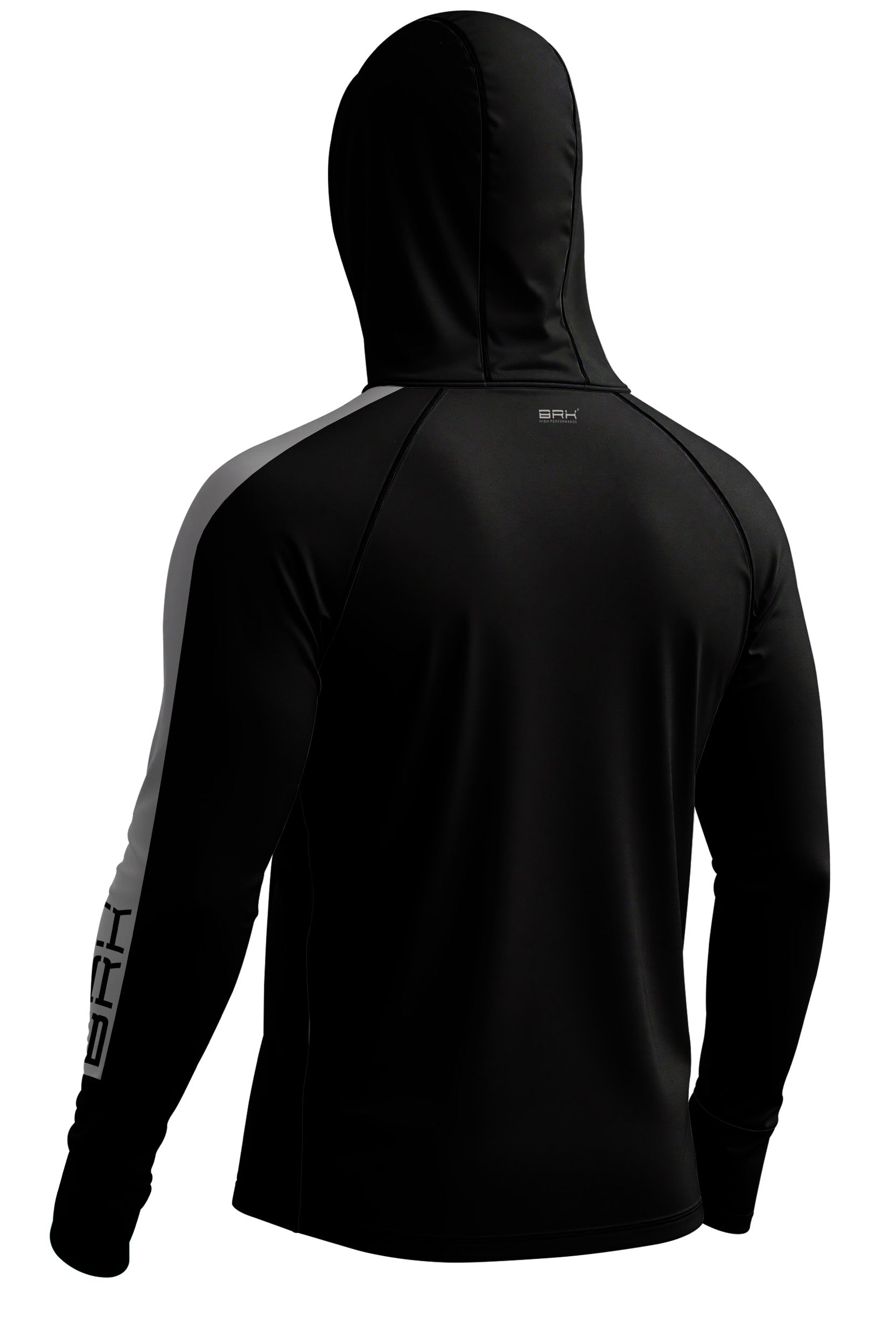 Camisa de Pesca Brk com Capuz Hybrid Preto com Cinza Fusion com Proteção Solar UV50+