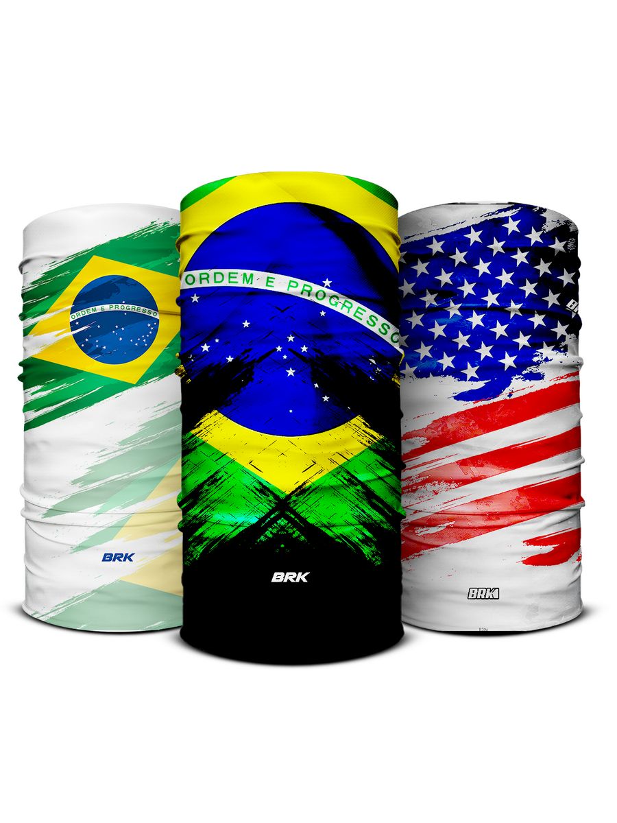 Bandana Balaclava Tubeneck Brk Multifuncional Bandeira do Brasil 2 com Proteção UV50+