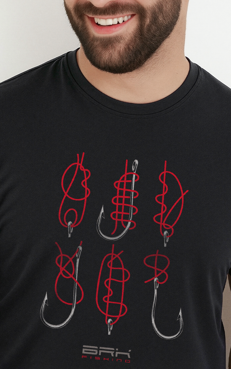 Camiseta de Pesca Brk Fishing Tipos de Nó Anzol com Algodão Premium - Brk Fishing