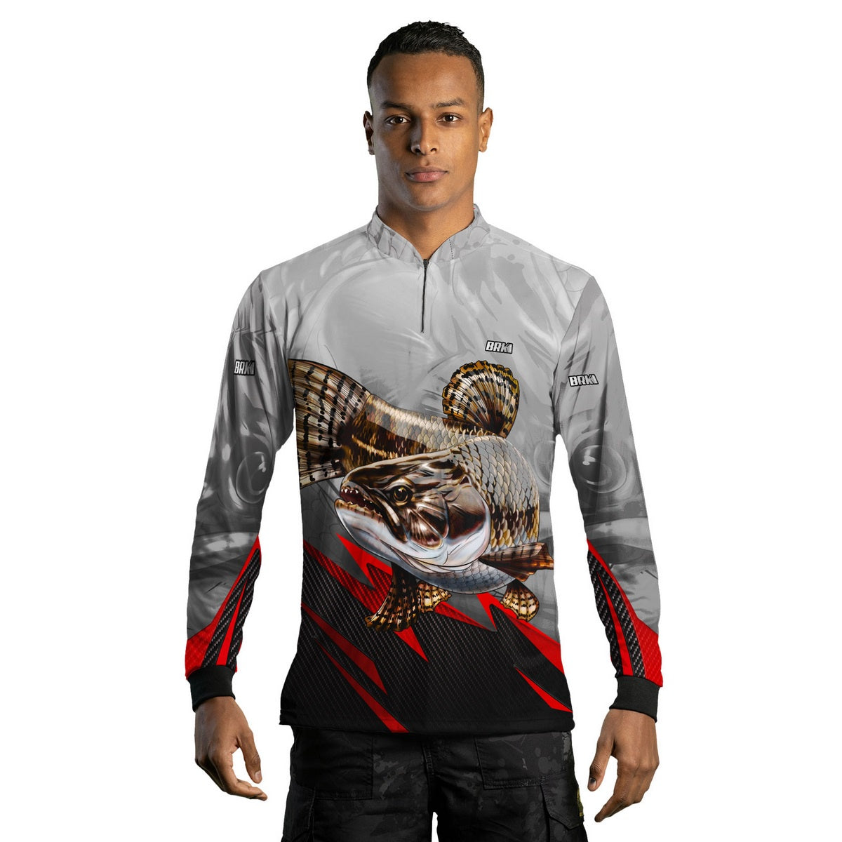 Camisa de Pesca Brk Traíra Cinza com Proteção UV50+ - Brk Fishing