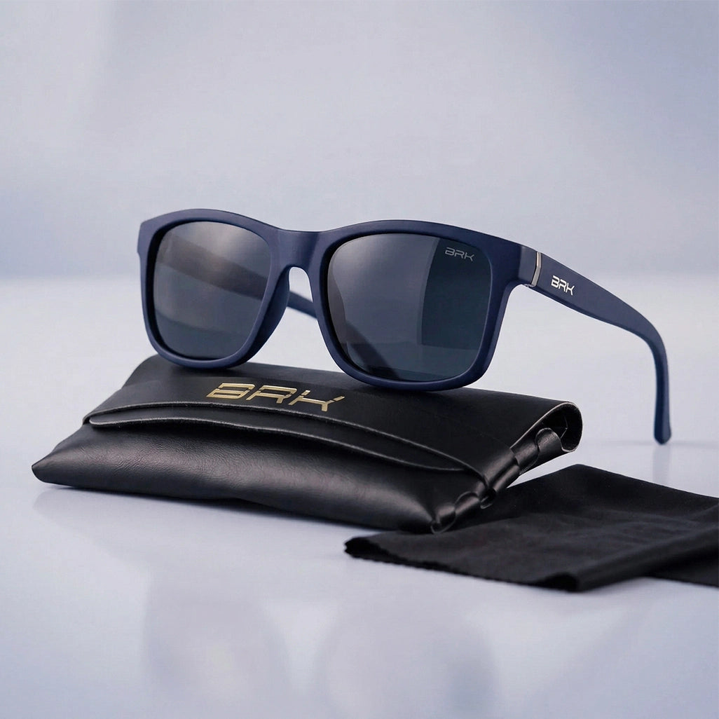 Óculos de Sol Brk Quadrado Azul Escuro com Lente Polarizada Cinza UV400