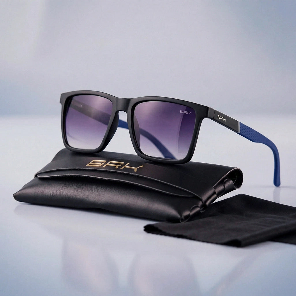 Óculos de Sol Brk Quadrado Preto com Lente Polarizada Roxo Degradê UV400