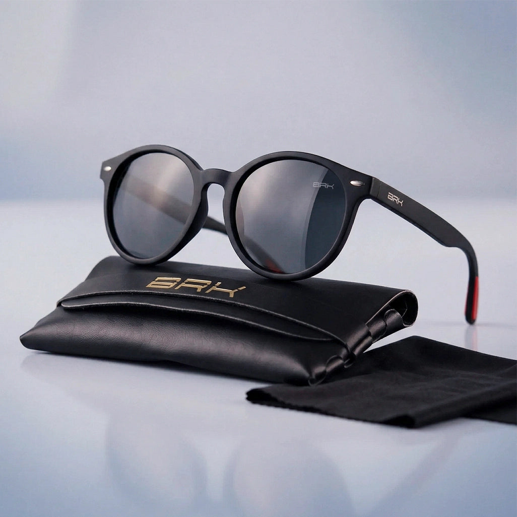 Óculos de Sol Brk Arredondado Preto com Lente Polarizada Cinza UV400