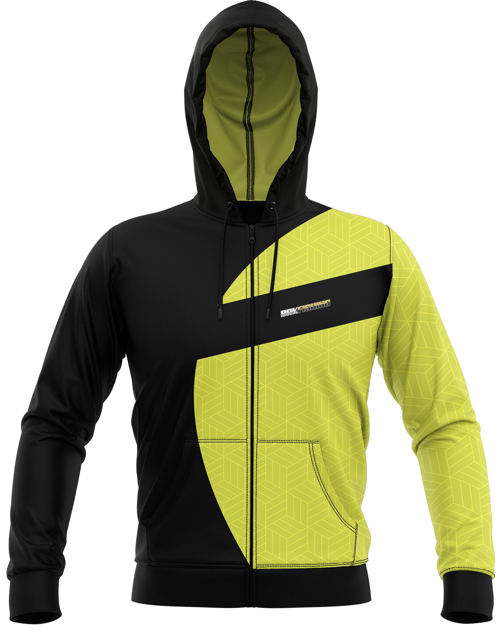 Jaqueta Moletom Blusa com Bolso Brk Preto/Amarelo Brk Fishing