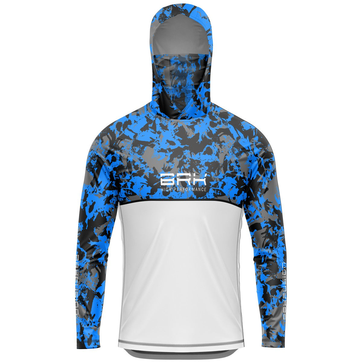 Camisa FusionX Brk Marine Camuflada Azul Branco com Capuz e Proteção UV50+ - Brk Fishing