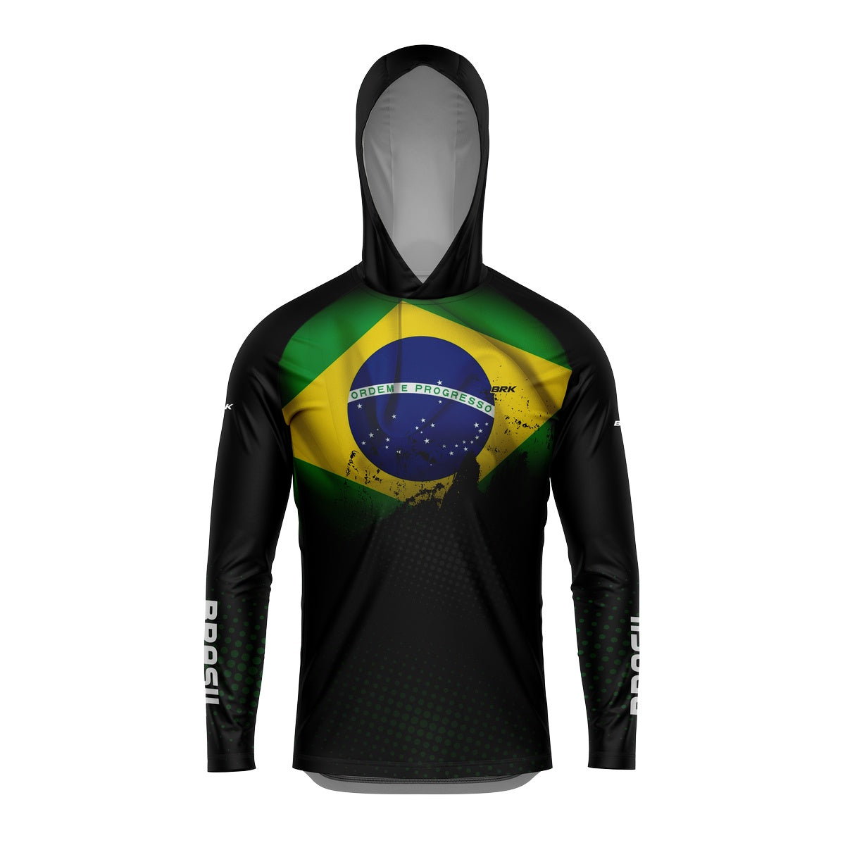 Camisa de Pesca Com Capuz Brk Brasil Preta Com UV50+ - Brk Fishing