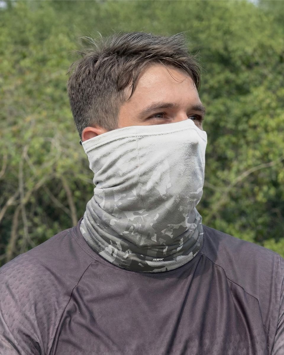 Bandana Balaclava Tubeneck Brk Branco e Cinza Camuflado com Proteção UV50+