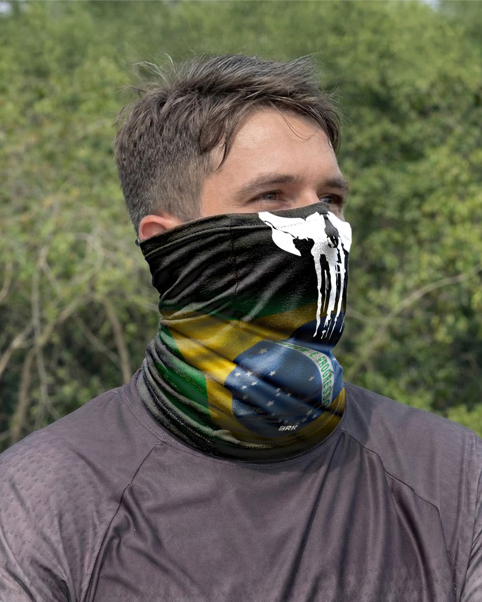 Bandana Balaclava Tubeneck Brk Caveira Brasil com Proteção UV50+