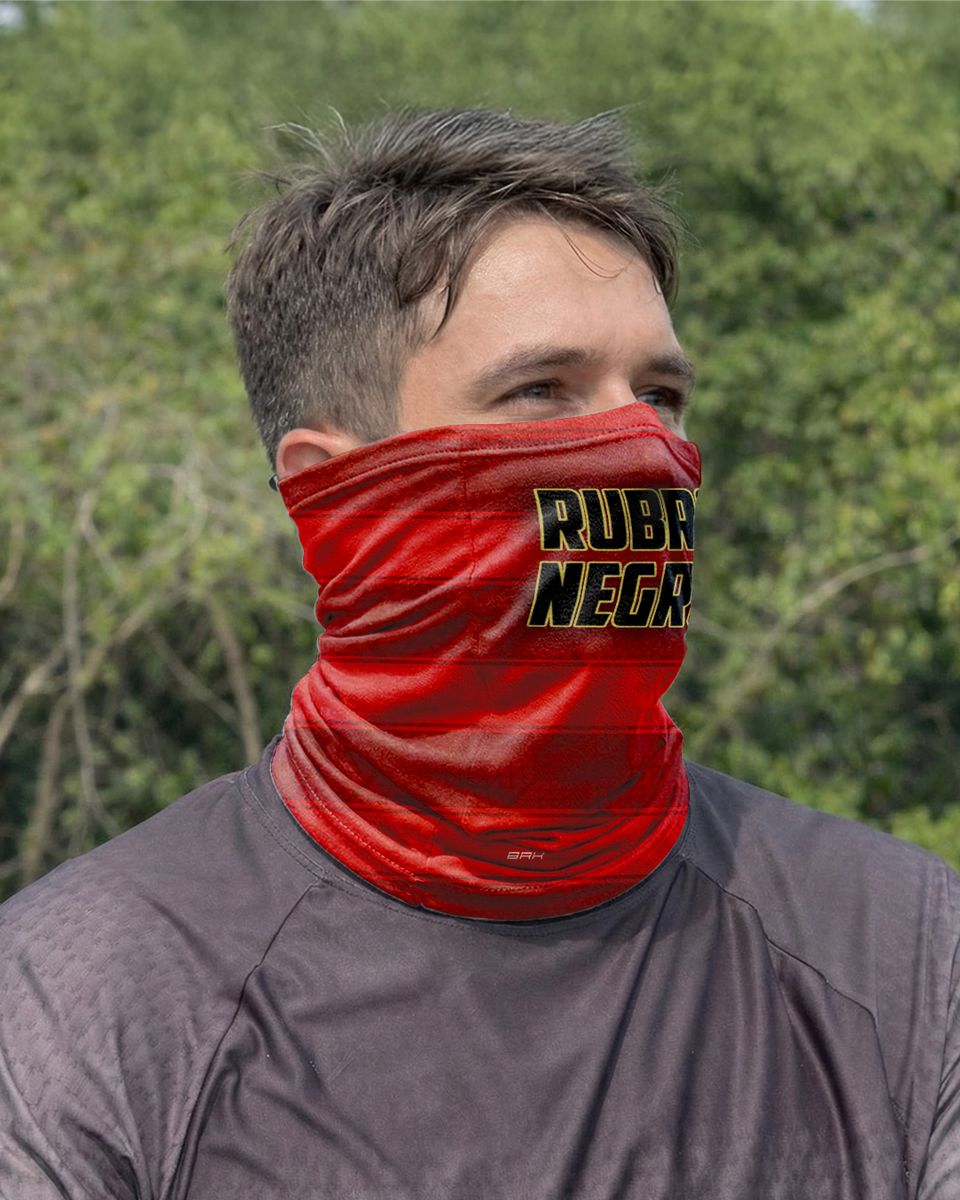 Bandana Balaclava Tubeneck Brk Rubro Negro Listras Vermelhas com Proteção UV50