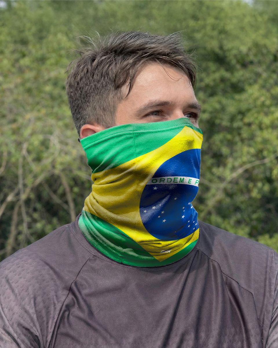 Bandana Balaclava Tubeneck Brk Multifuncional Bandeira do Brasil 3 com Proteção UV50+