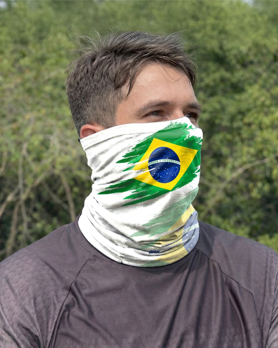 Bandana Balaclava Tubeneck Brk Multifuncional Branca Brasil com Proteção UV50+