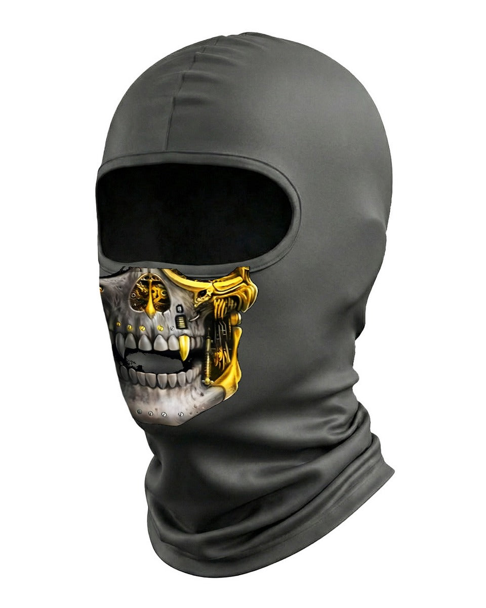 Bandana Balaclava Brk UV50 Caveira Mecânica Detalhes Dourados  Coleção Caveira