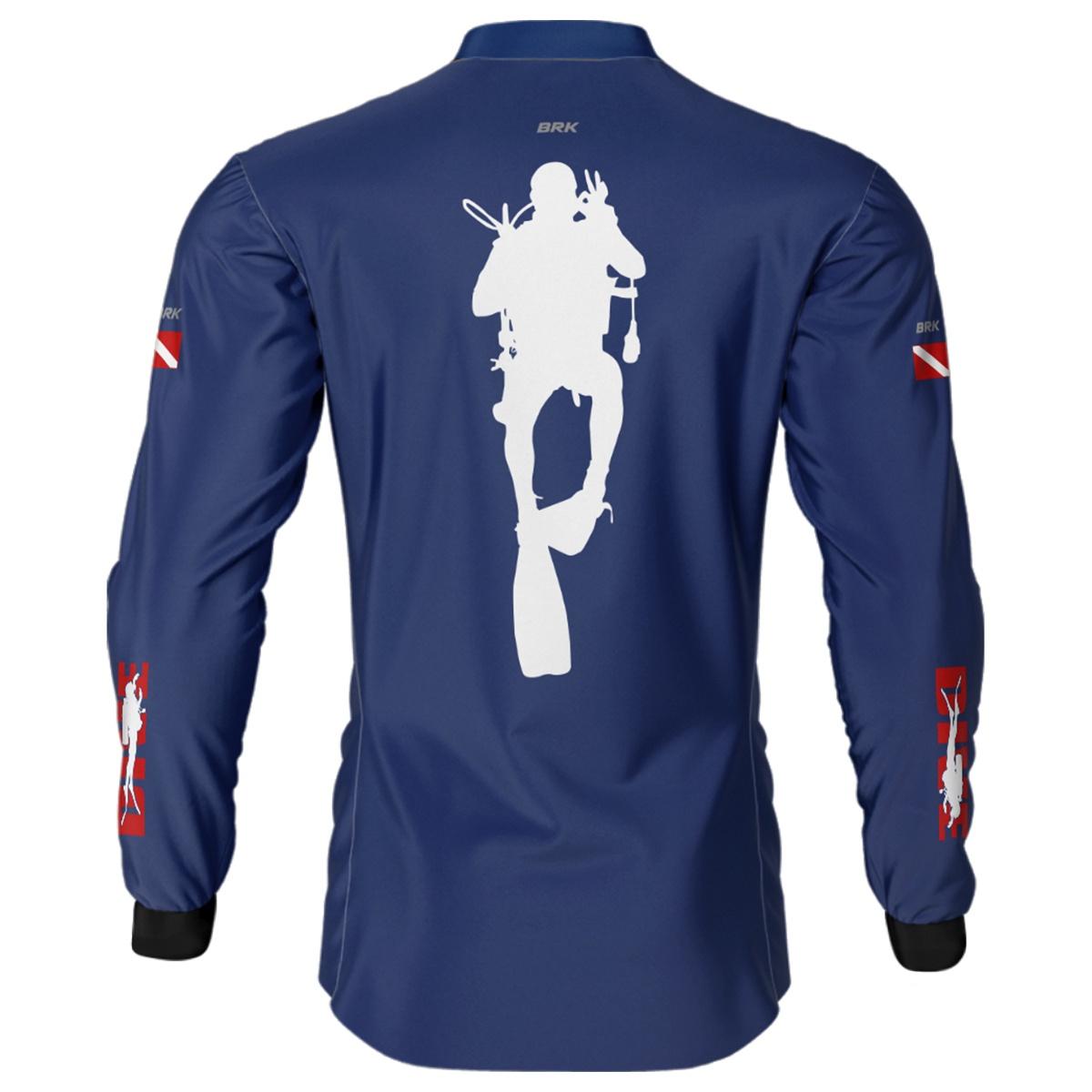 Camisa de Pesca Brk 'Dive' Azul Marinho com UV50+ - Brk Fishing