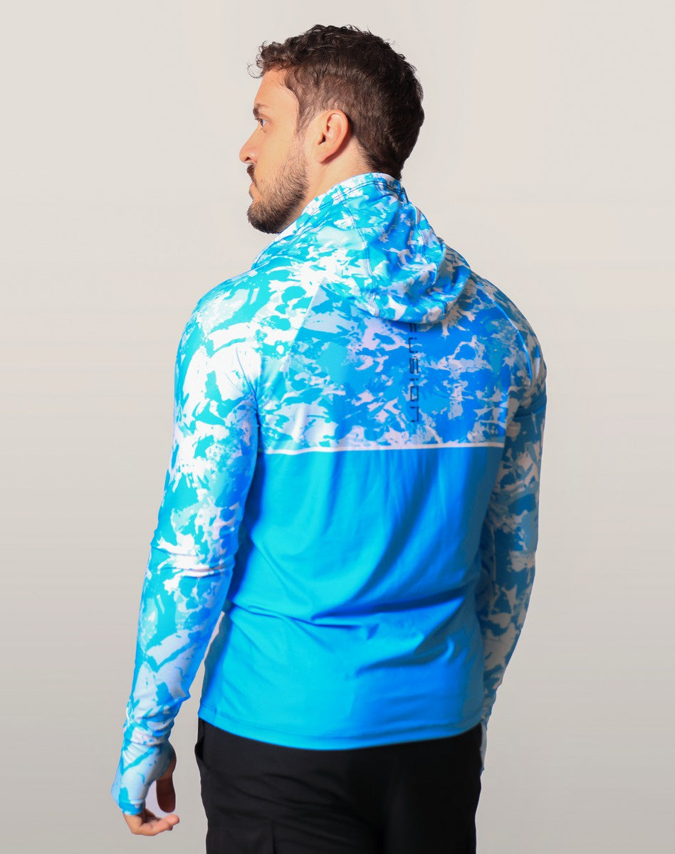 Camisa FusionX Brk Marine Azul Claro com Capuz e Proteção UV50+ - Brk Fishing