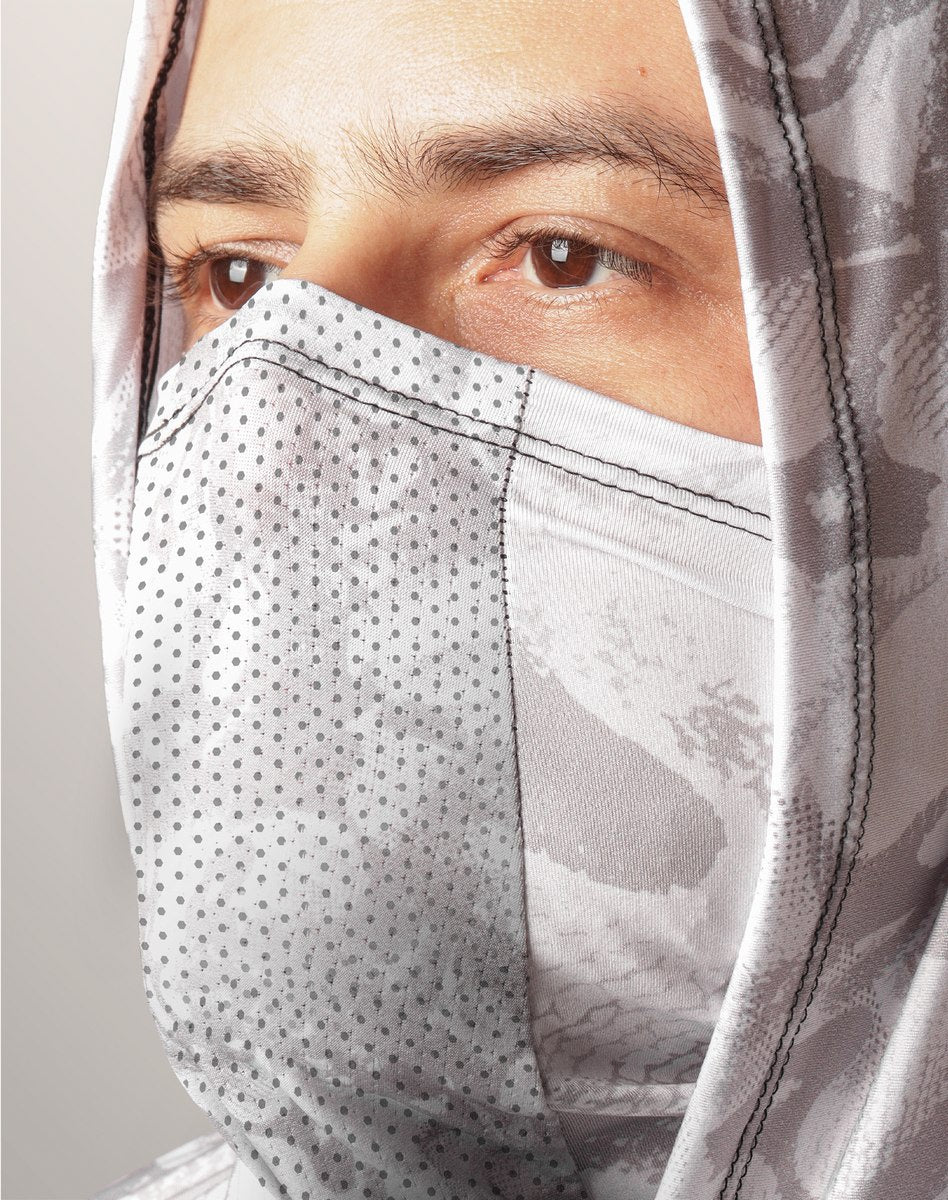 Camisa FusionX Brk Deep Camuflada Branco Azul com Capuz e Proteção UV50+ - Brk Fishing