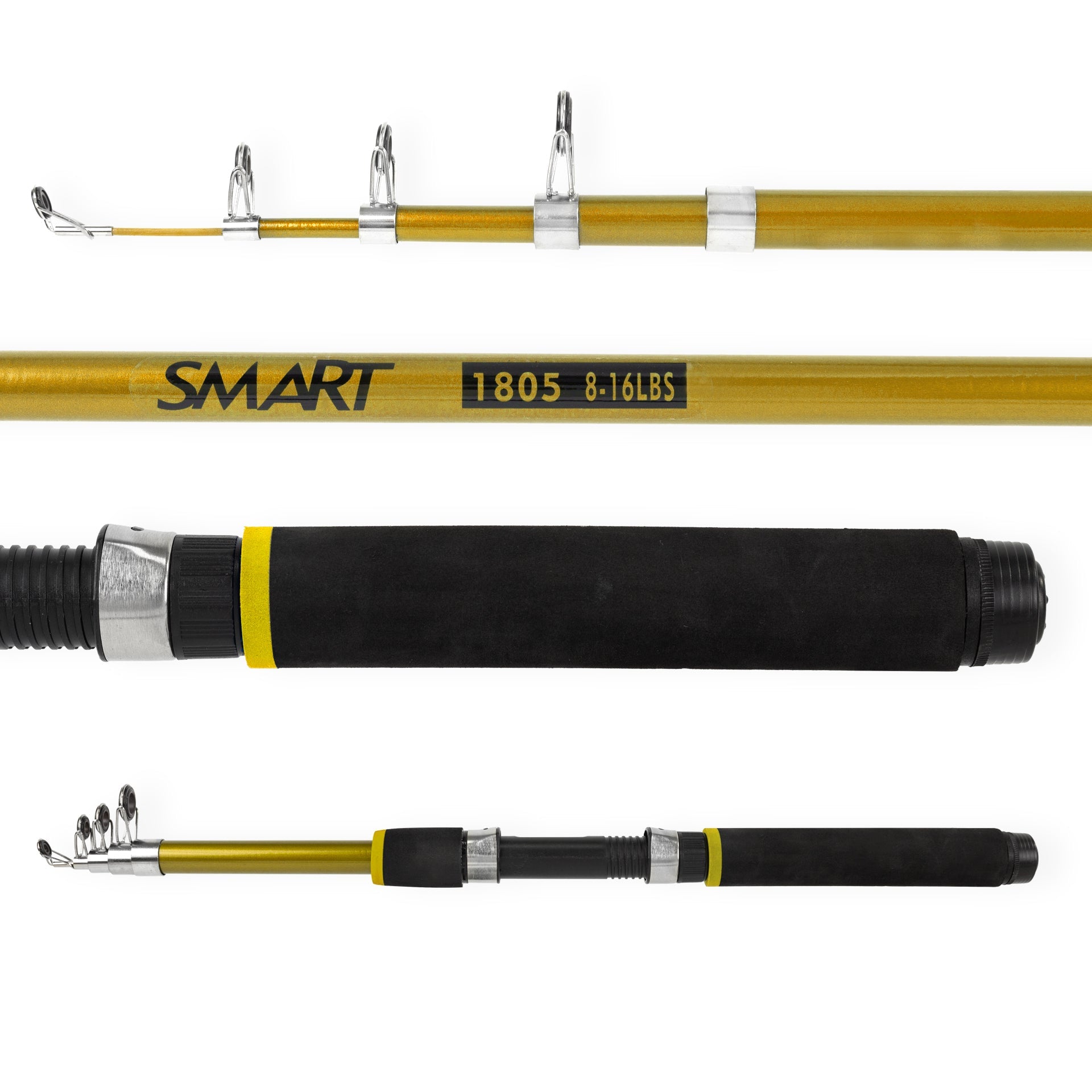 Vara de Pesca Albatroz Telescópica Smart 1805 16lbs 1,80m | Dourada - Molinete (5 partes) - Brk Fishing