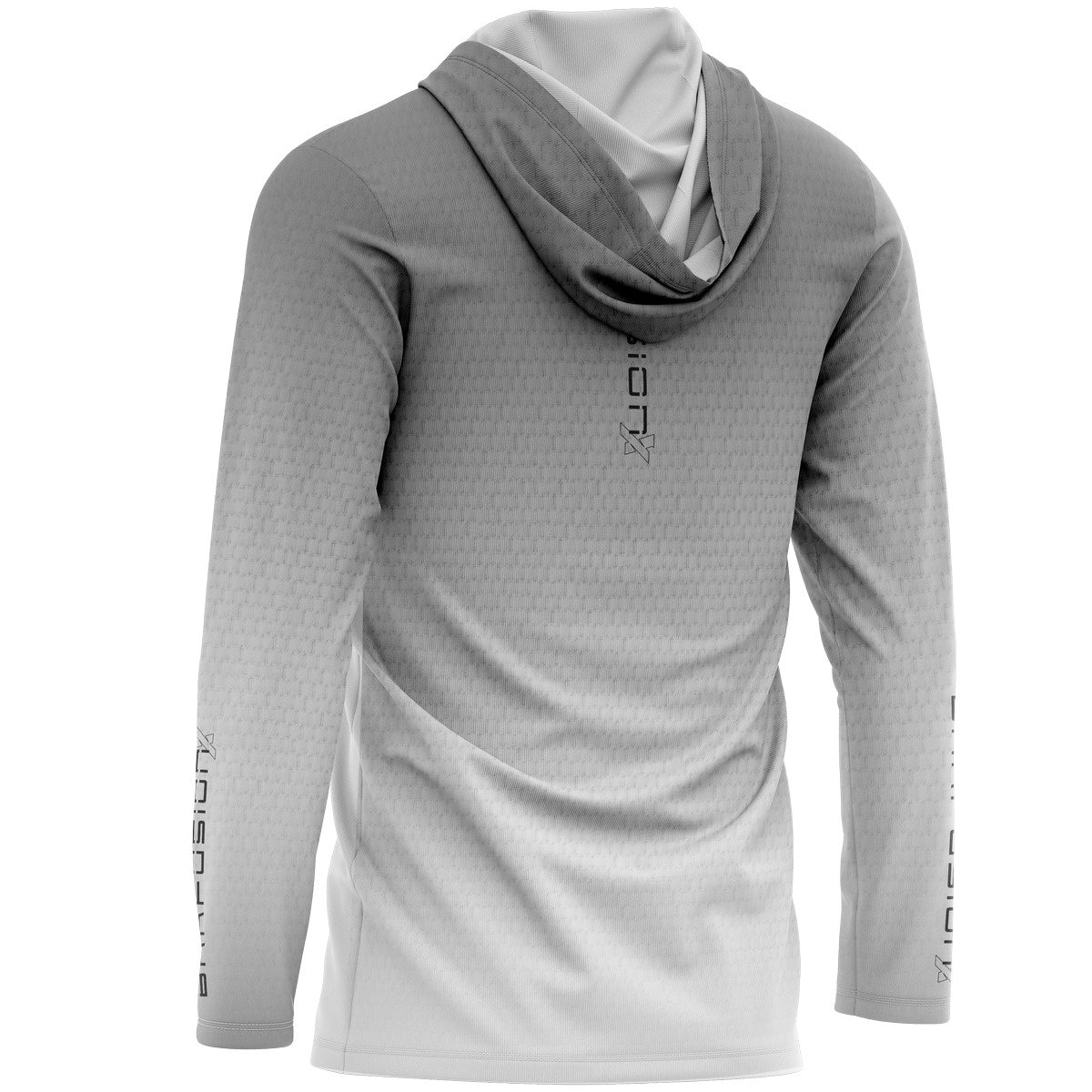 Camisa FusionX Brk Clean Branca e Cinza com Capuz e Proteção UV50+ Brk Fishing