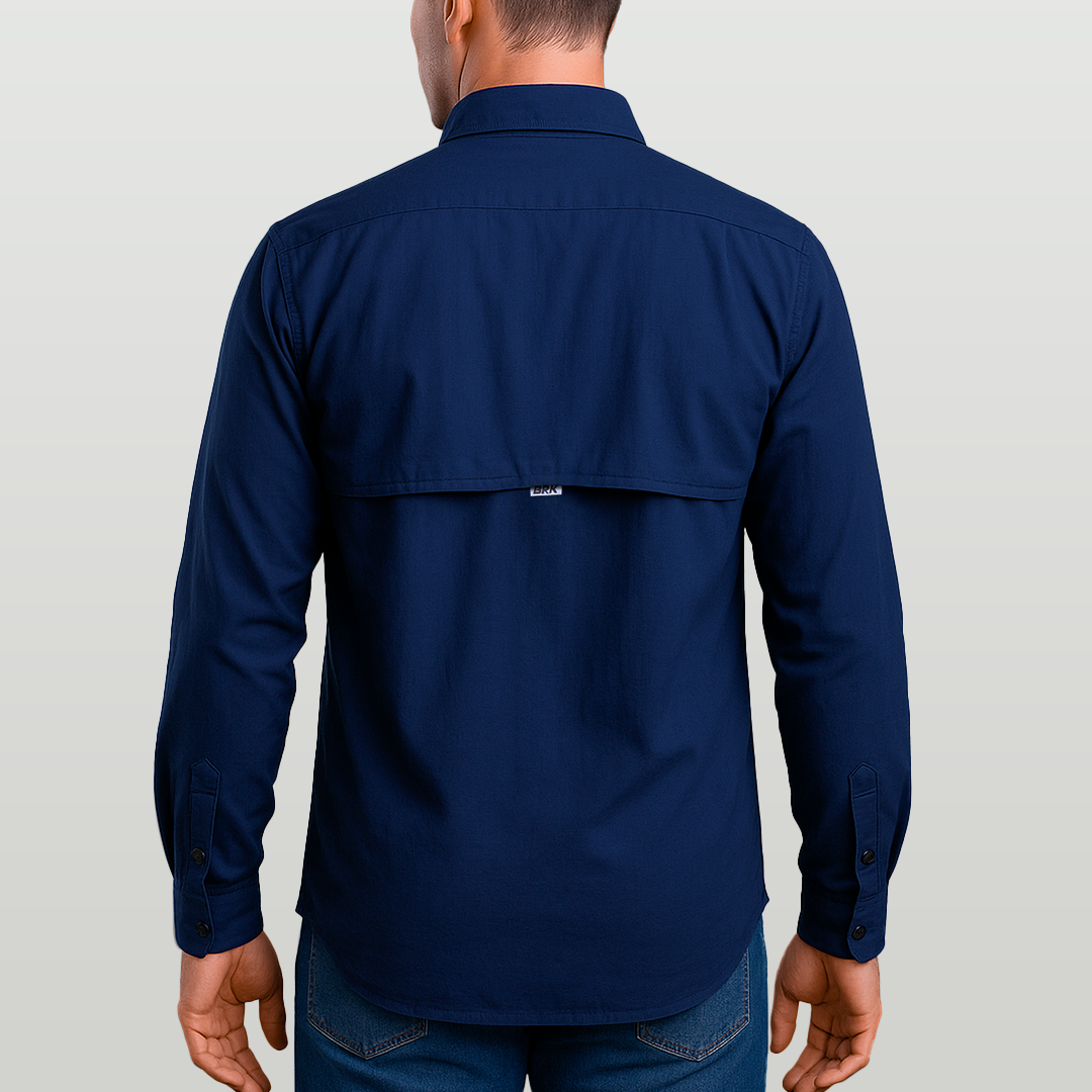 Camisa de Botão Brk Azul com Proteção UV50+ - Brk Fishing