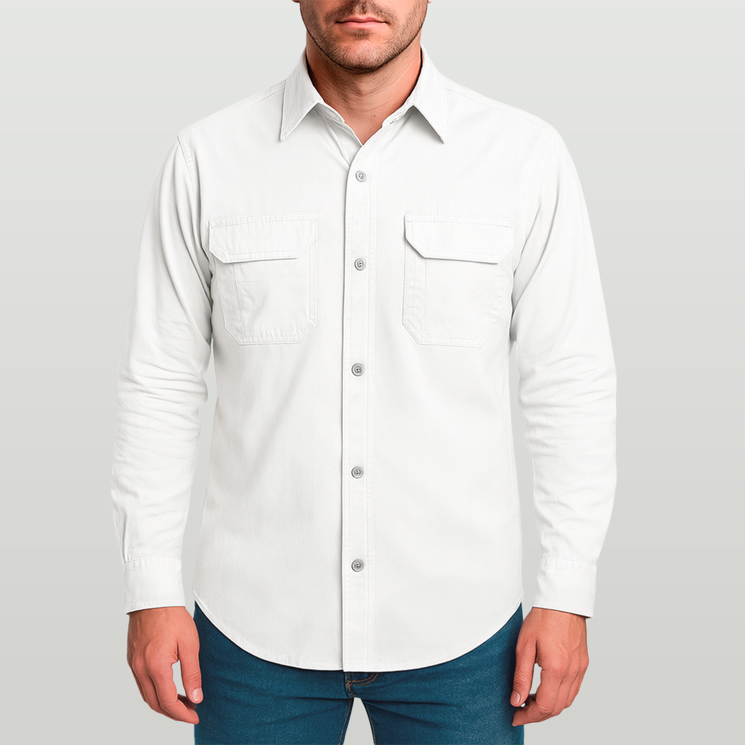 Camisa de Botão Brk Branca com Proteção UV50+ - Brk Fishing