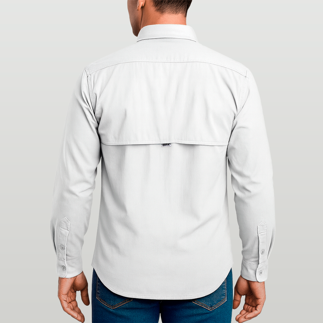 Camisa de Botão Brk Branca com Proteção UV50+ - Brk Fishing