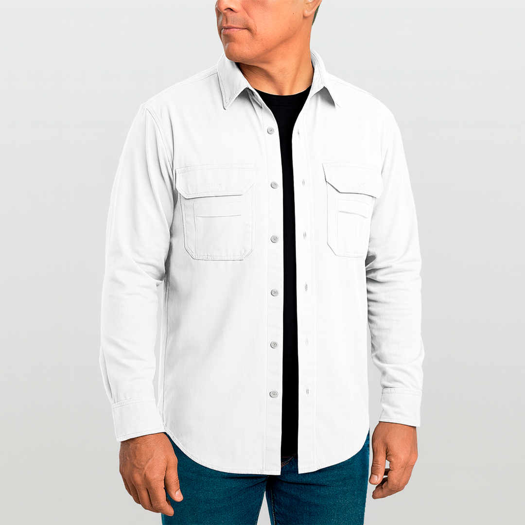 Camisa de Botão Brk Branca com Proteção UV50+ - Brk Fishing