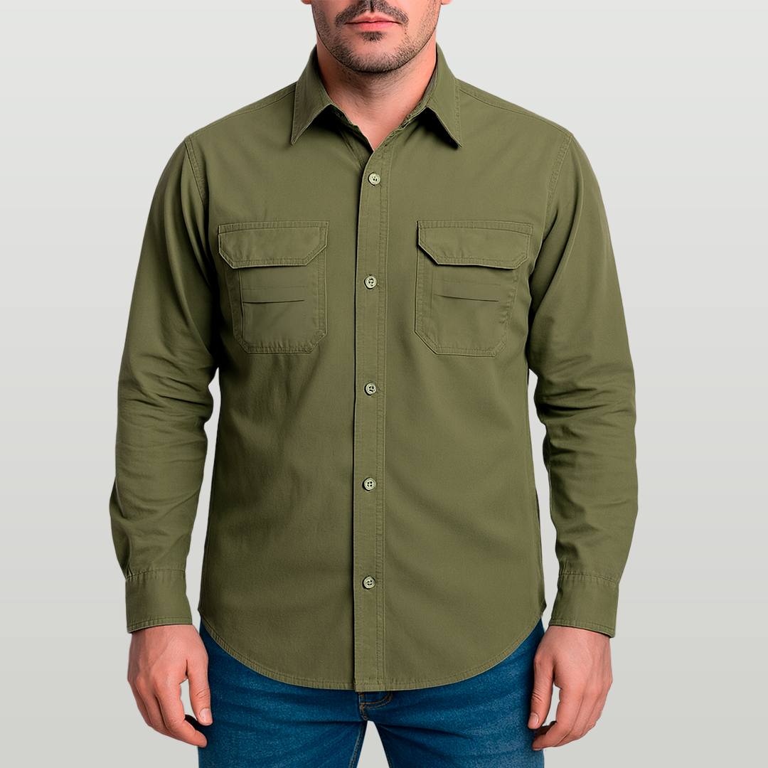 Camisa de Botão Brk Caqui com Proteção UV50+ - Brk Fishing