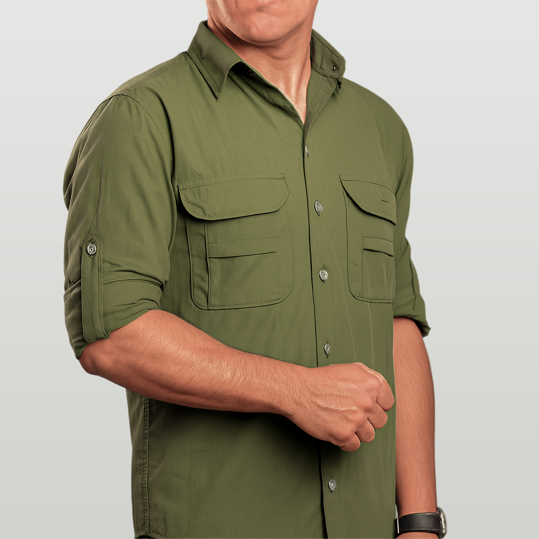 Camisa de Botão Brk Caqui com Proteção UV50+ - Brk Fishing