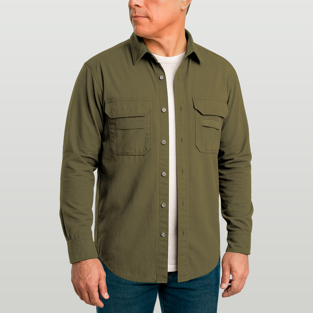 Camisa de Botão Brk Caqui com Proteção UV50+ - Brk Fishing