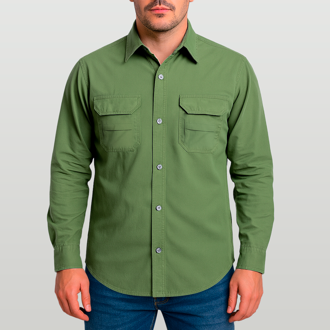 Camisa de Botão Brk Verde Aventura com Proteção UV50+ - Brk Fishing