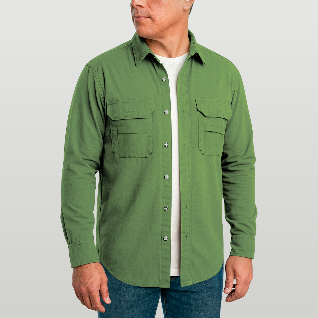Camisa de Botão Brk Verde Aventura com Proteção UV50+ - Brk Fishing