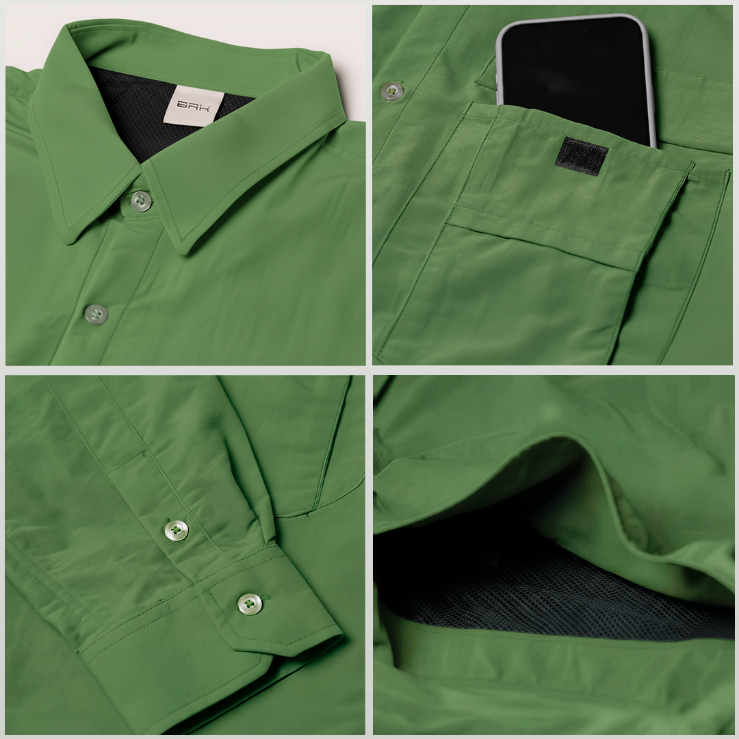 Camisa de Botão Brk Verde Aventura com Proteção UV50+ - Brk Fishing