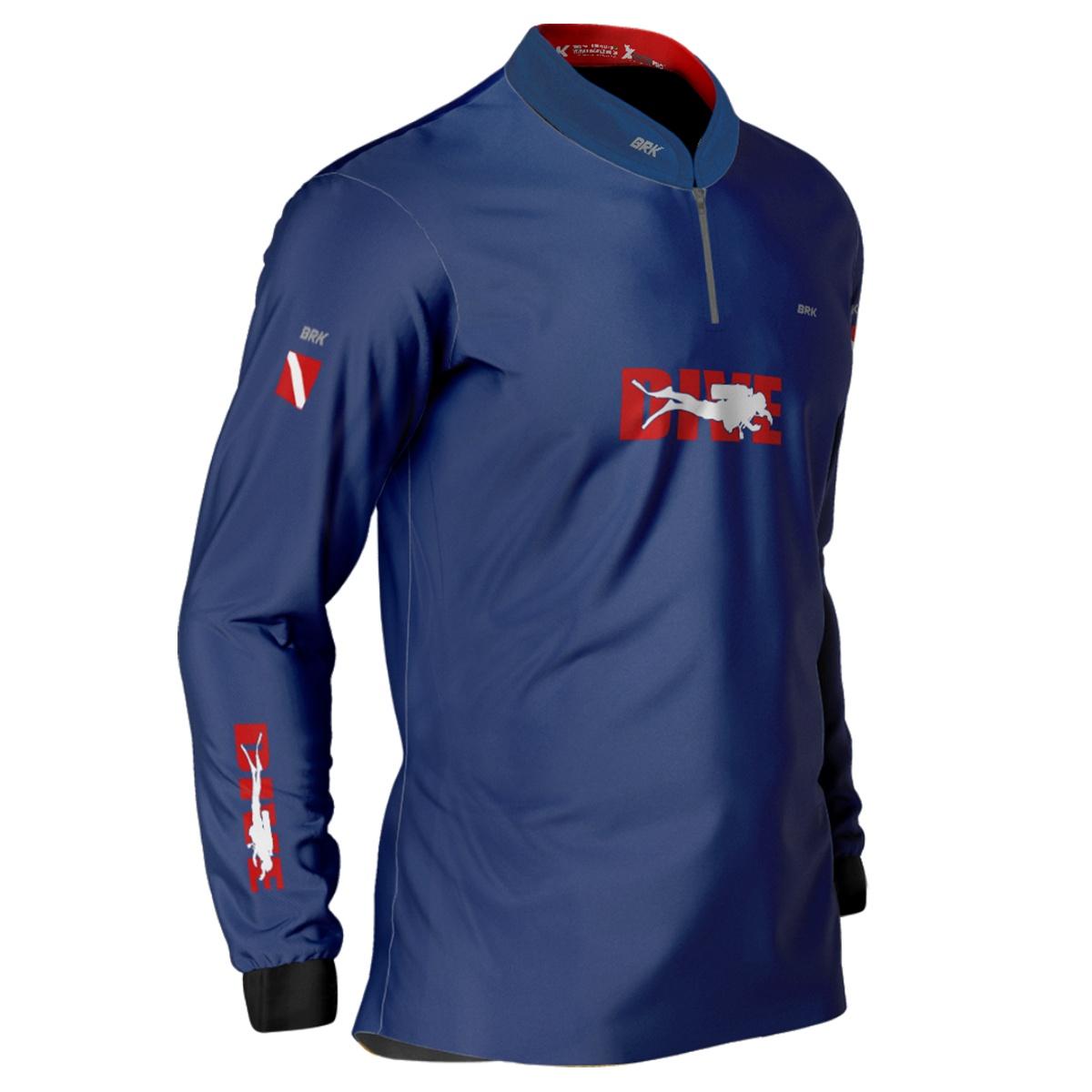 Camisa de Pesca Brk 'Dive' Azul Marinho com UV50+ - Brk Fishing