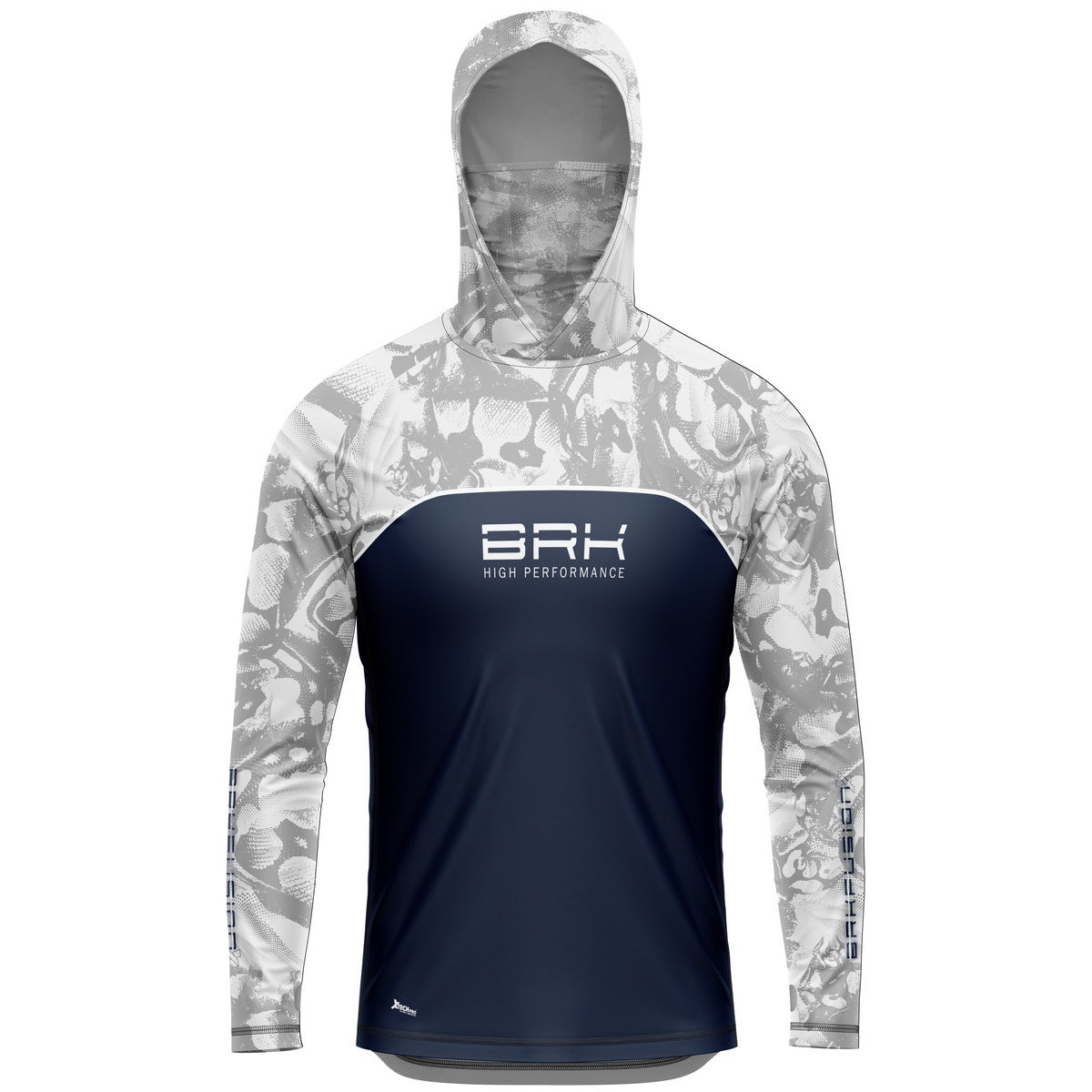 Camisa FusionX Brk Deep Camuflada Branco Azul com Capuz e Proteção UV50+ - Brk Fishing