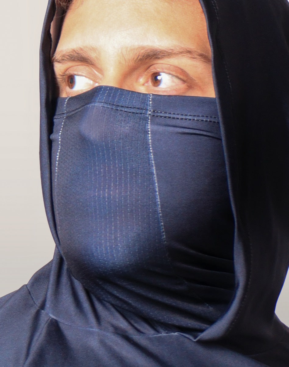 Camisa FusionX Brk Clean Azul Escuro com Capuz e Proteção UV50+ - Brk Fishing