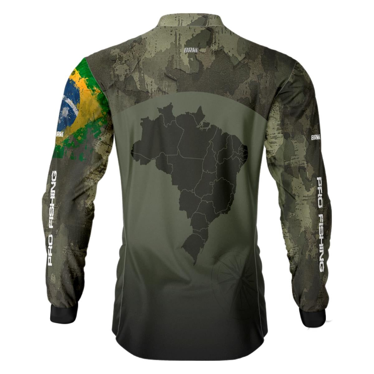 Camisa Brk Bussola Brasil Camuflada com Proteção Solar UV50 Envio Imediato Brk Fishing