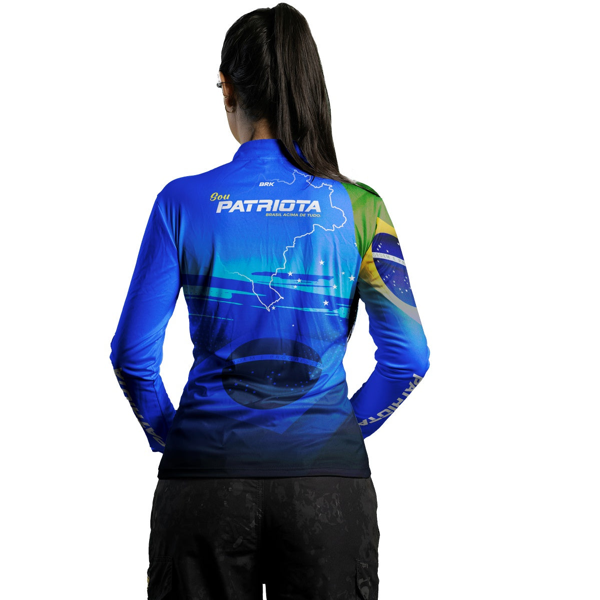Camisa Agro Brk Básica Patriota Azul Bandeira do Brasil com Proteção UV50+ - Brk Fishing