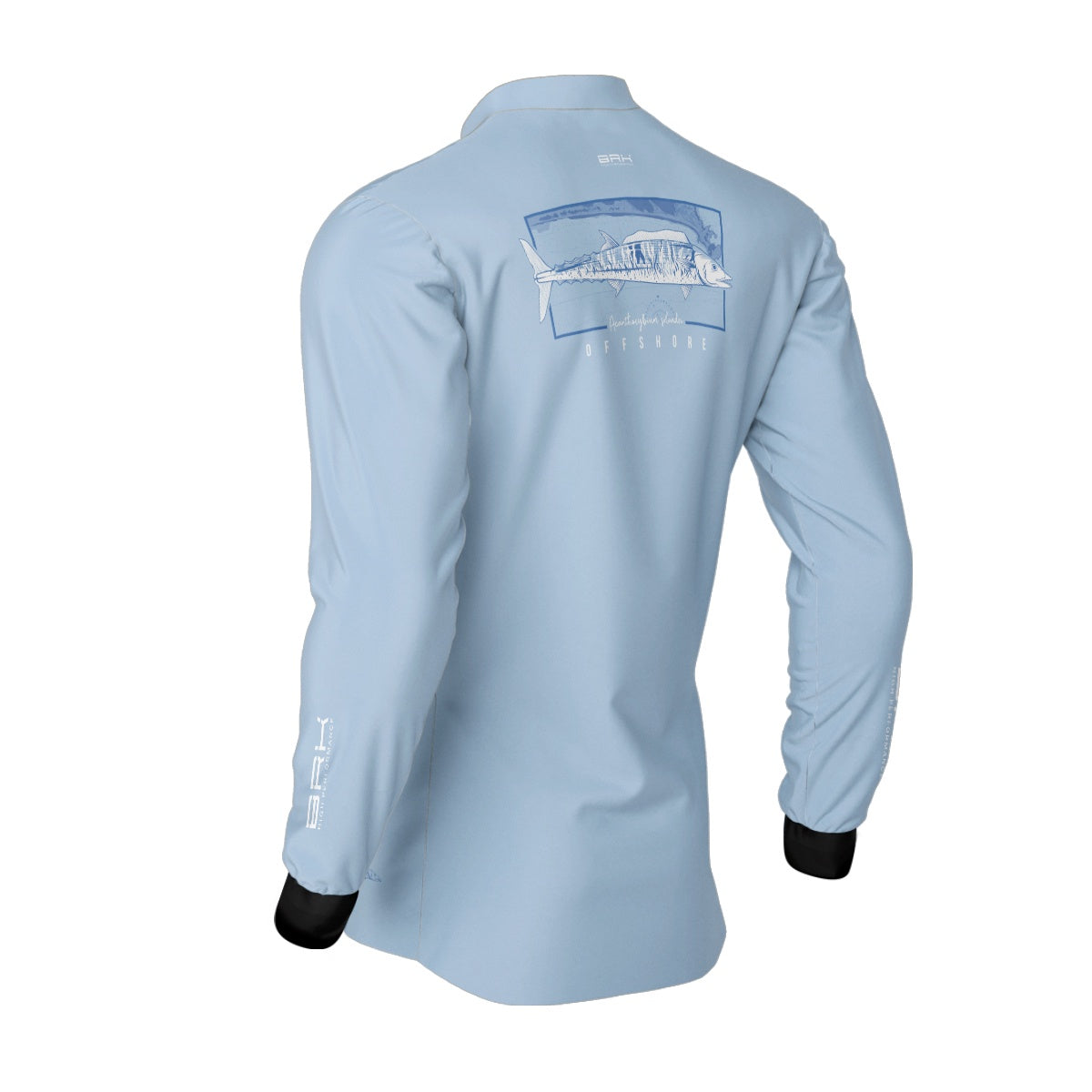 Camisa de Pesca Brk Cavala Mapa Náutico Azul Claro com Proteção Solar UV50+ - Brk Fishing