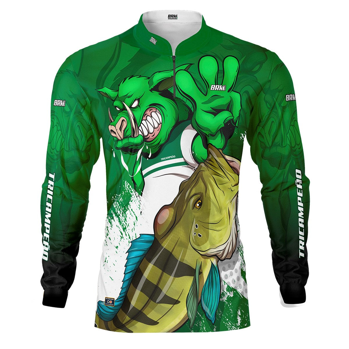 Camisa de Pesca Brk Verdão Tri Libertadores Tucunaré Azul com UV50+ - Brk Fishing