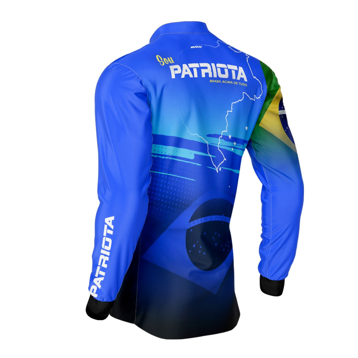 Camisa Agro Brk Básica Patriota Azul Bandeira do Brasil com Proteção UV50+ - Brk Fishing