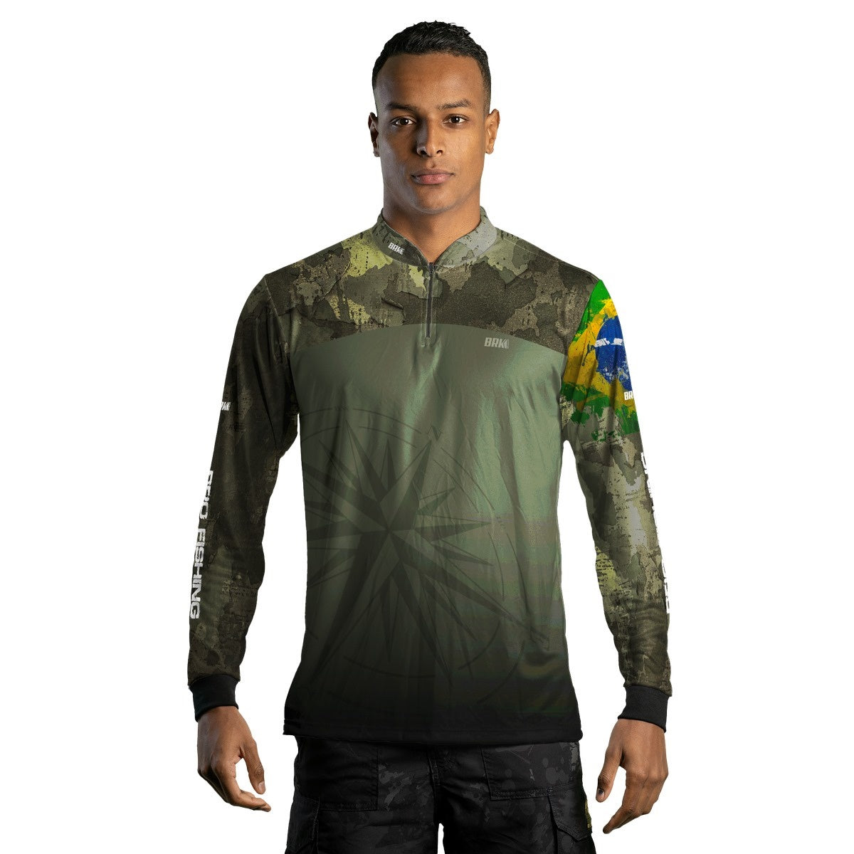 Camisa Brk Bussola Brasil Camuflada com Proteção Solar UV50 Envio Imediato Brk Fishing