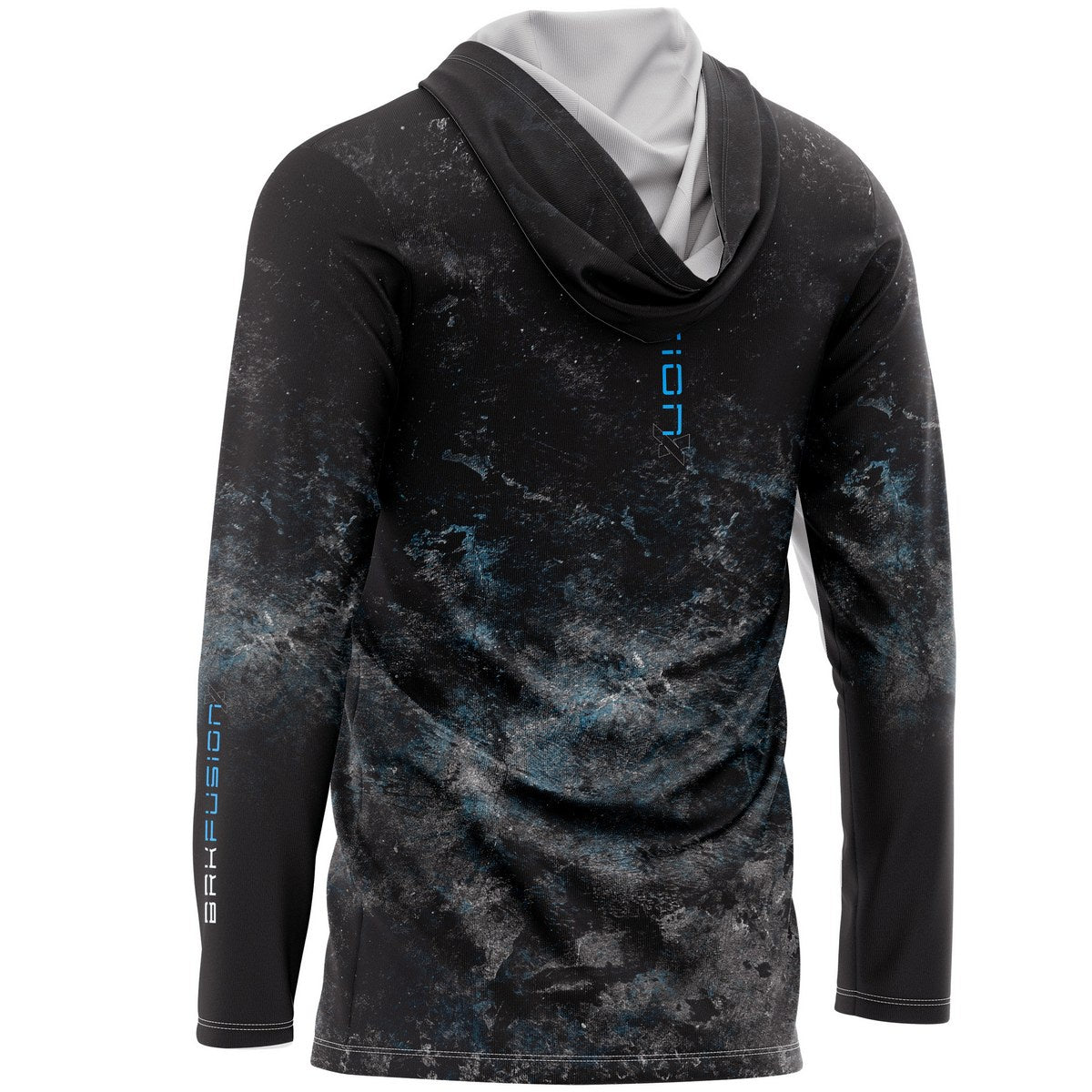 Camisa FusionX Brk Galaxy Preta e Azul com Capuz e Proteção UV50+ - Brk Fishing