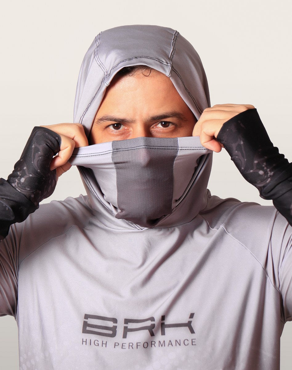 Camisa FusionX Brk Galaxy Cinza com Capuz e Proteção UV50+ - Brk Fishing