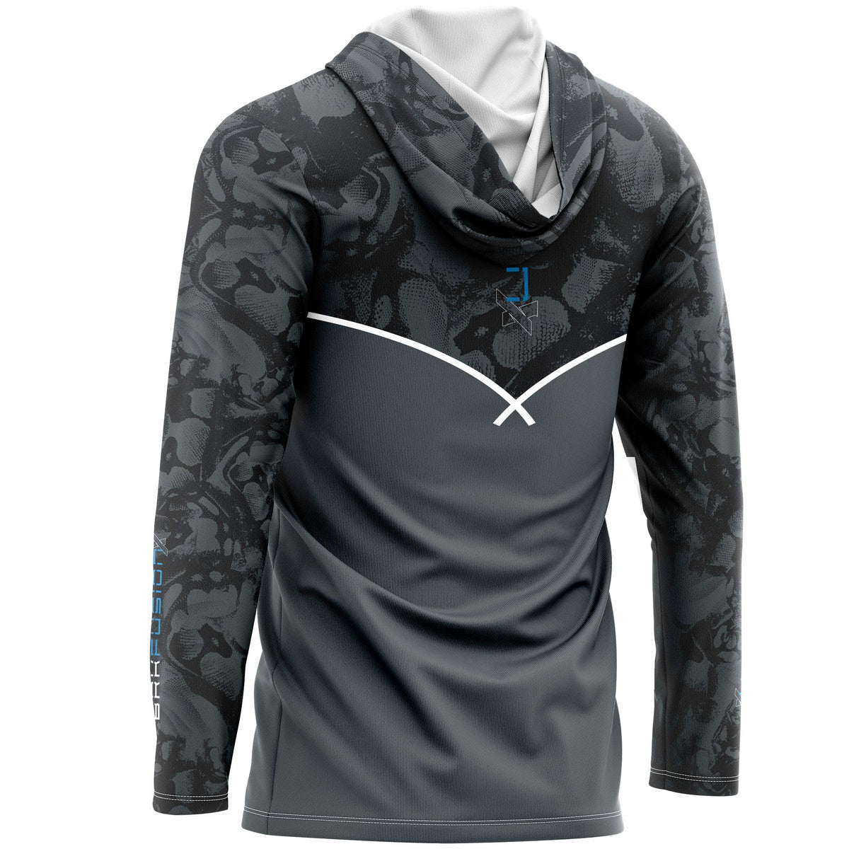 Camisa FusionX Brk Deep Camuflada Parcial Cinza com Capuz e Proteção UV50+ Envio Imediato Brk Fishing