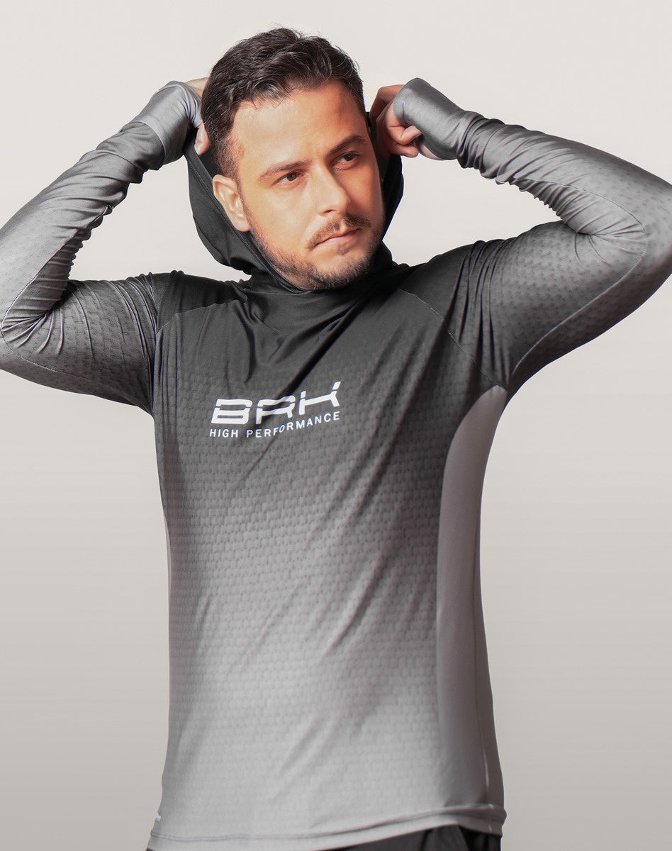 Camisa FusionX Brk Clean Preto Lisa com Capuz e Proteção UV50+ Envio Imediato Brk Fishing