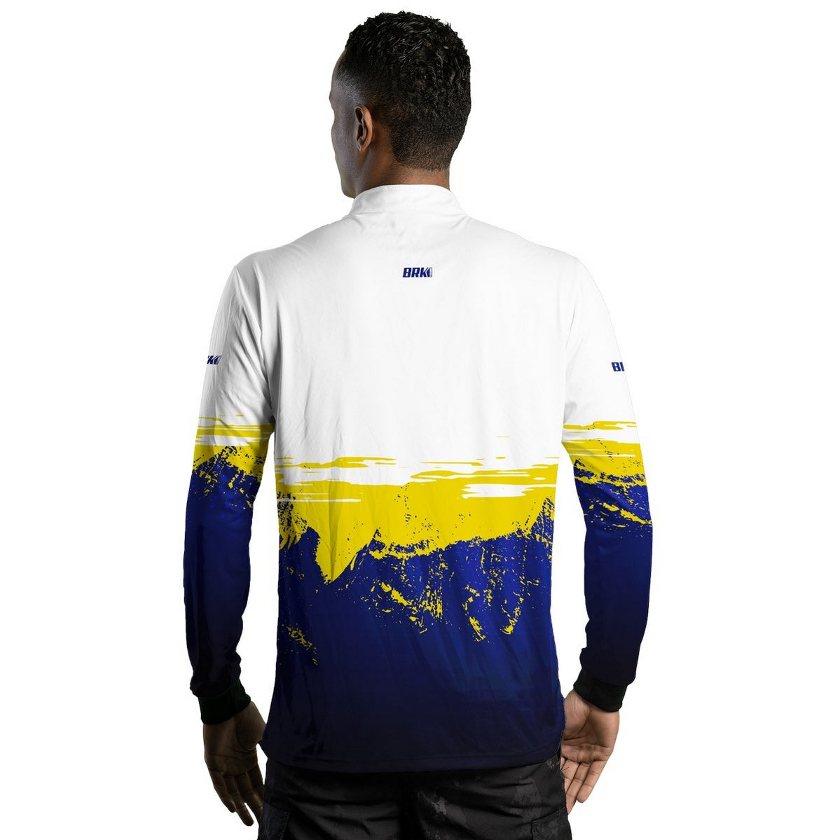 Camisa de Pesca Brk Textura Amarelo Azul e Branco com UV50+ - Brk Fishing