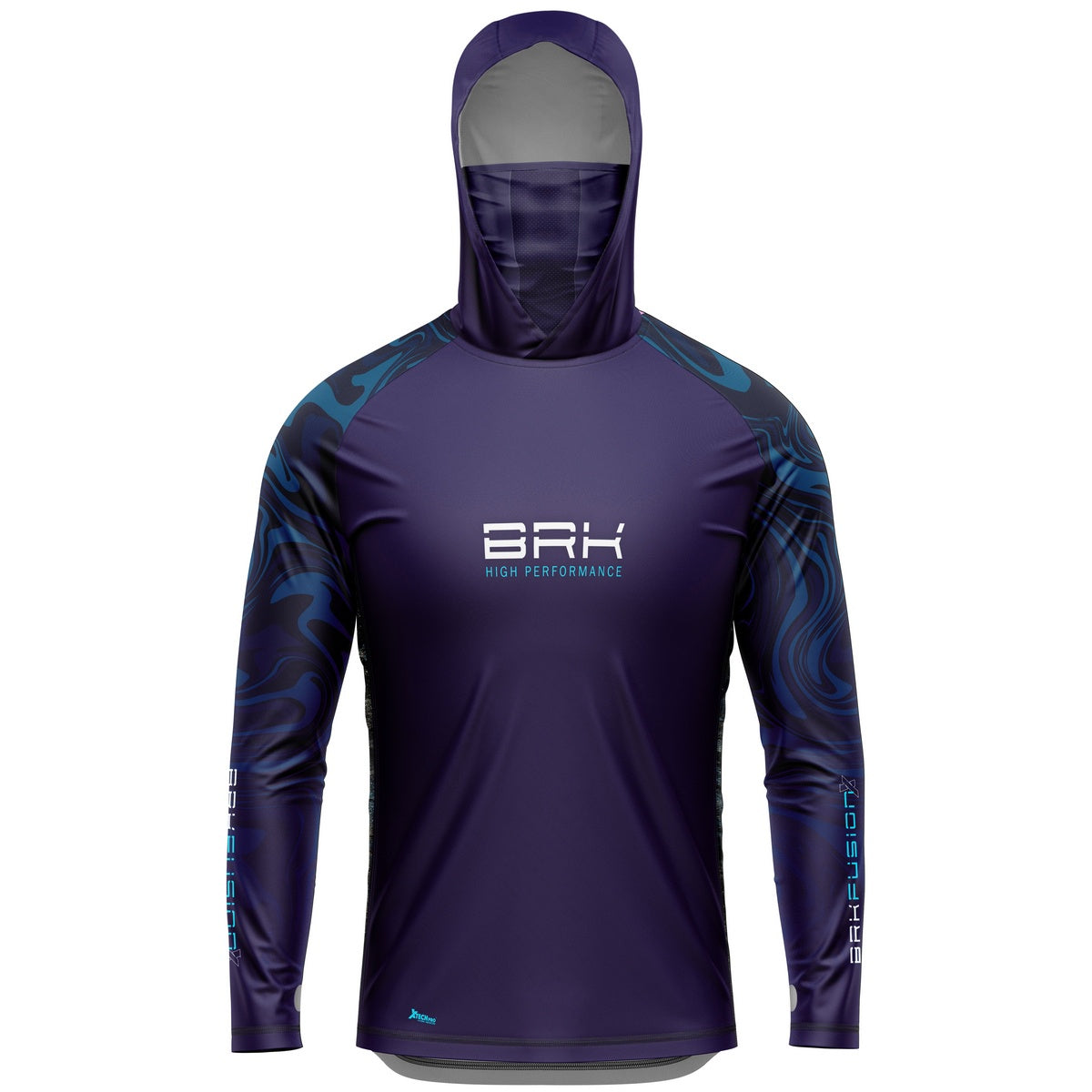 Camisa FusionX Brk Camo Distorções Azul com Capuz e Proteção UV50+ - Brk Fishing