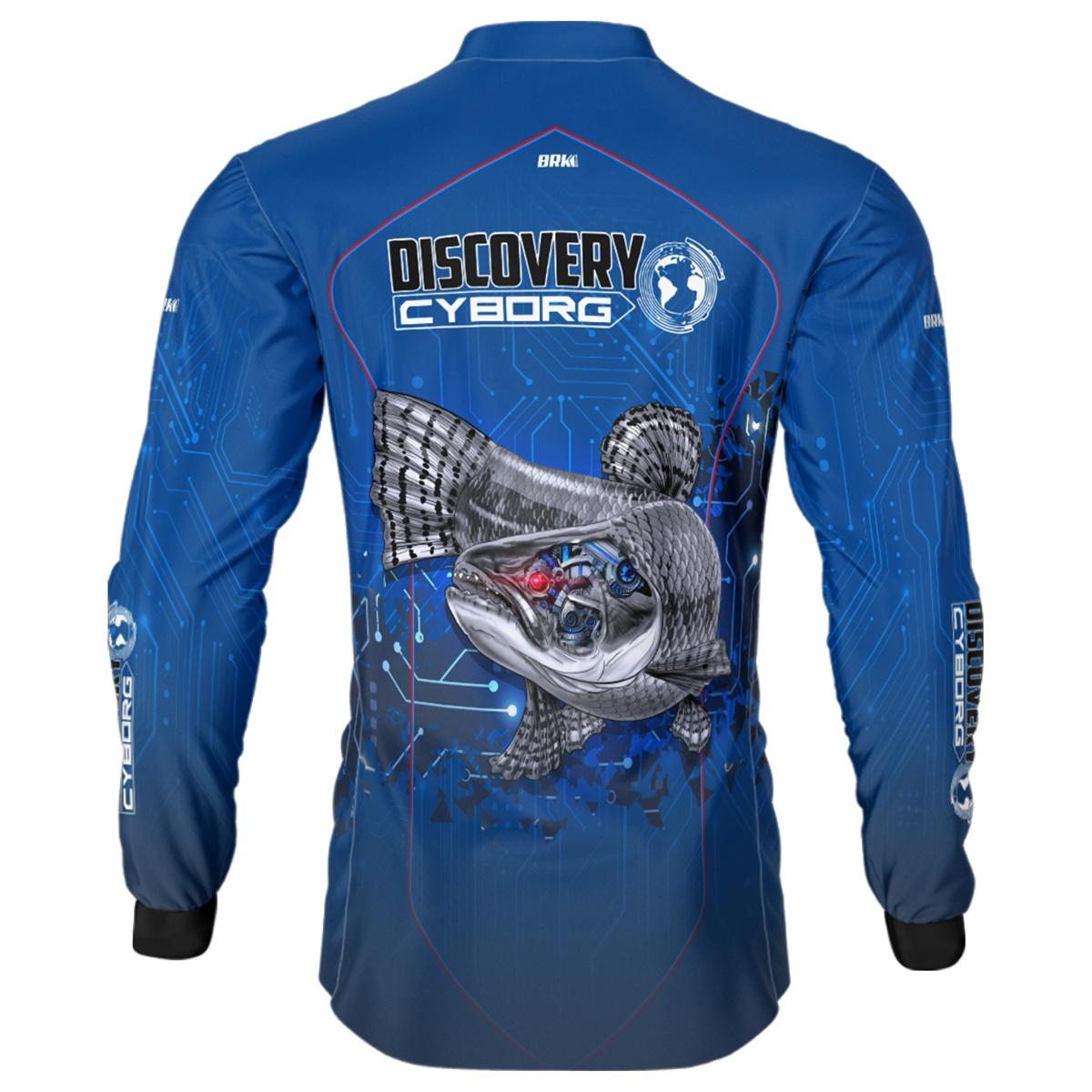 Camisa de Pesca Brk Discovery Cyborg Azul com Proteção UV50+ - Brk Fishing
