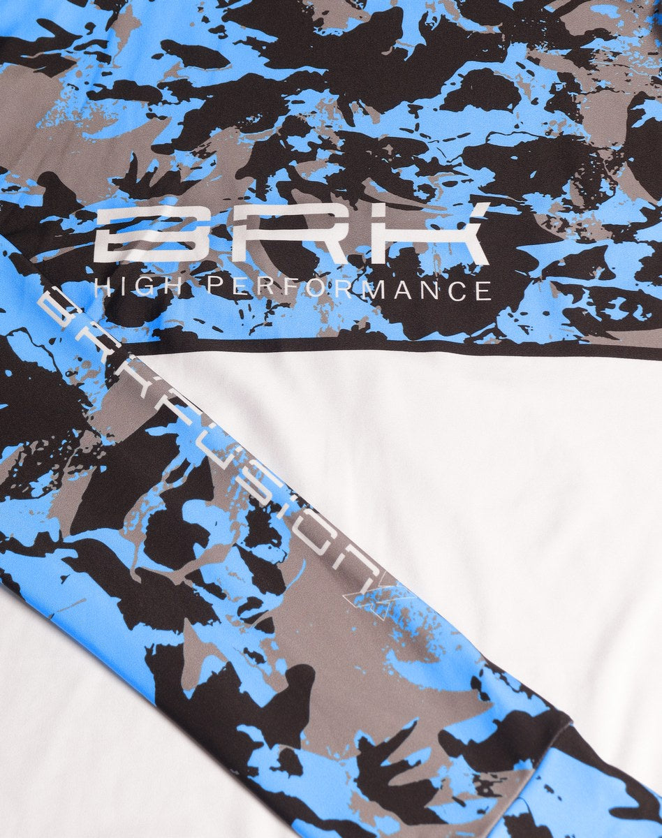 Camisa FusionX Brk Marine Camuflada Azul Branco com Capuz e Proteção UV50+ Envio Imediato Brk Fishing