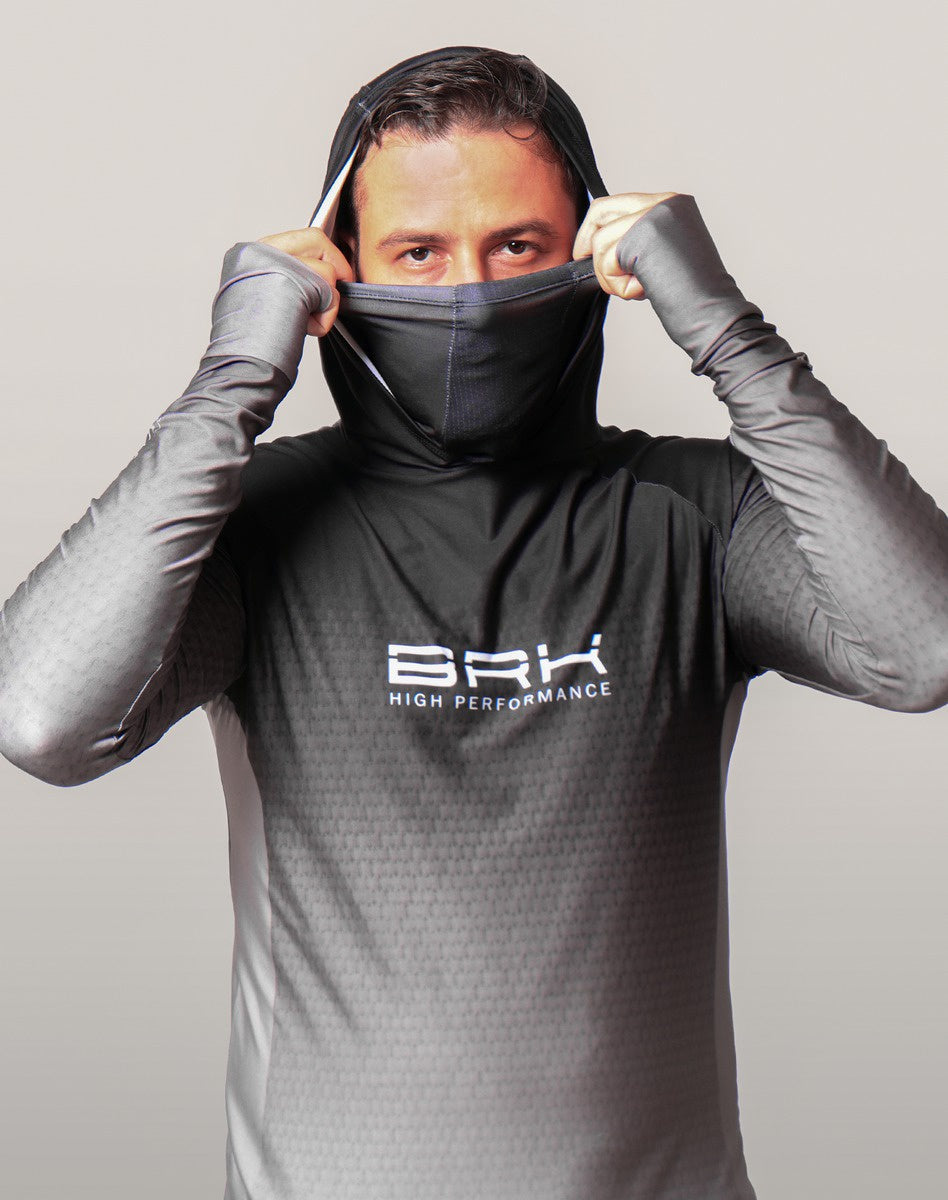 Camisa FusionX Brk Clean Preto Lisa com Capuz e Proteção UV50+ - Brk Fishing