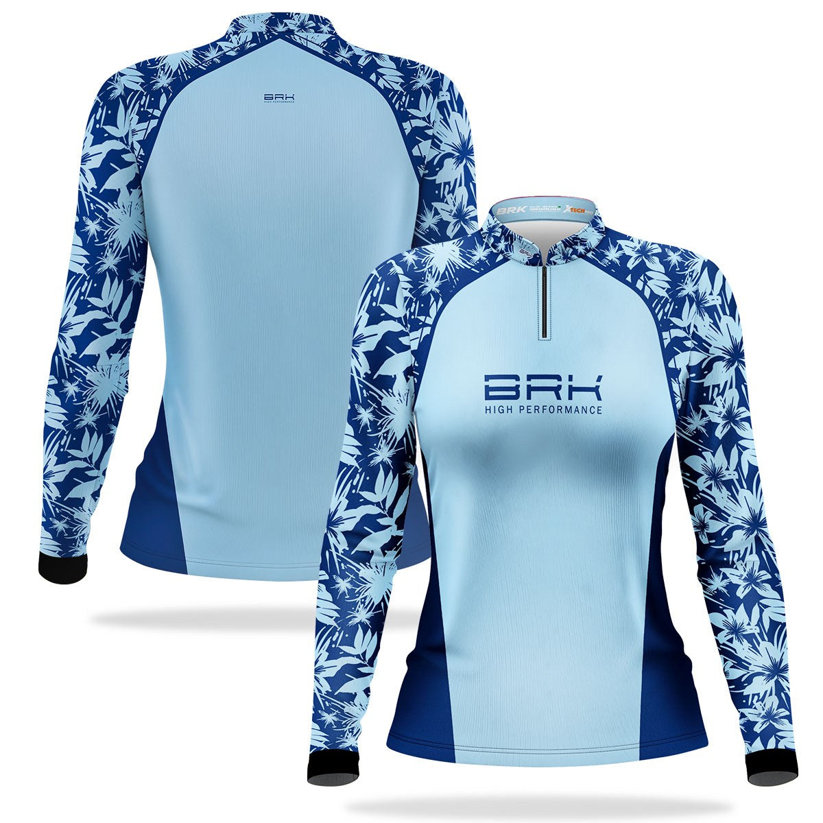 Camisa de Pesca Feminina Brk Básica Floral Azul Claro com Proteção UV50+